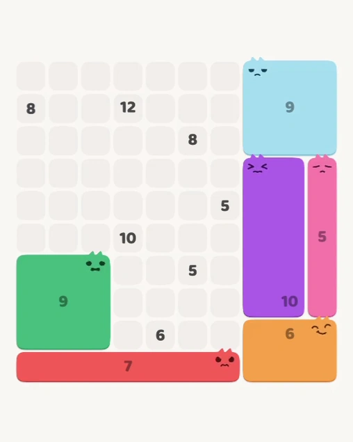 MeowBlock Level 138 after step 6, placing the 9-cell square block at the lower-left area
