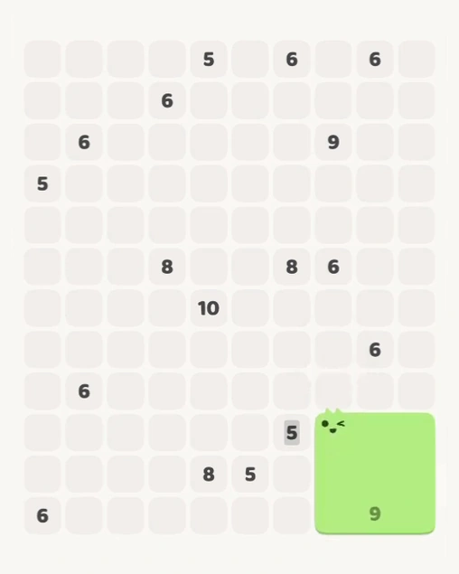 MeowBlock Level 139 after step 1, placing the 9-cell square block at the lower-right area