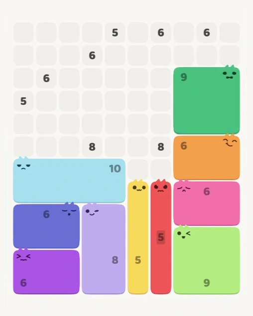MeowBlock Level 139 after step 10, placing the 9-cell square block at the upper-right area