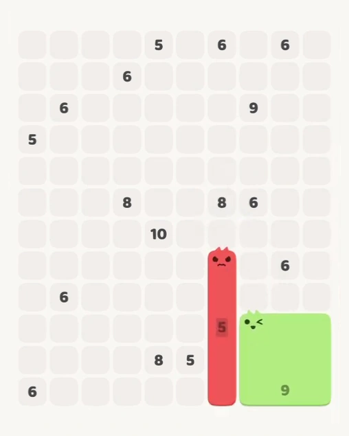 MeowBlock Level 139 after step 2, placing the 5-cell vertical block at the lower-right area