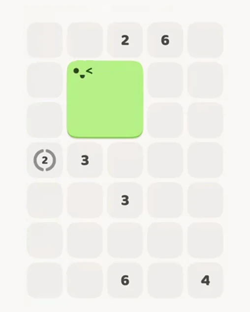 MeowBlock Level 14 after step 1, placing the 4-cell square block at the middle center