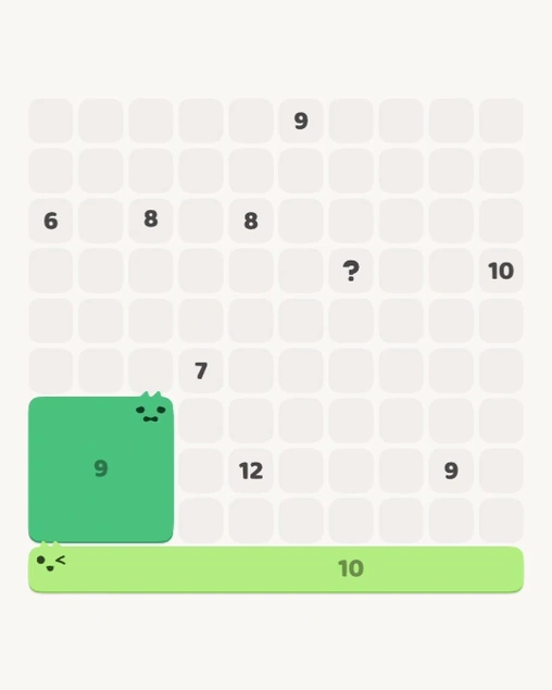 MeowBlock Level 140 after step 2, placing the 9-cell square block at the lower-left area