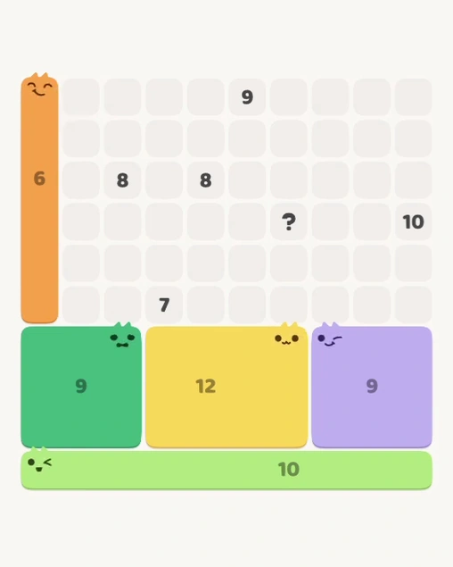 MeowBlock Level 140 after step 5, placing the 6-cell vertical block at the middle-left area