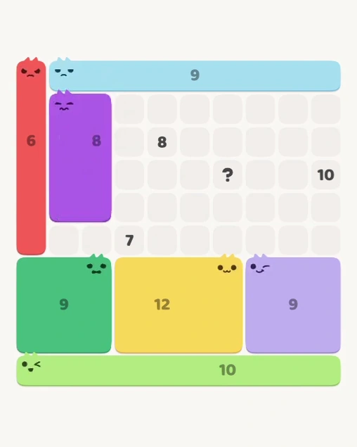 MeowBlock Level 140 after step 7, placing the 8-cell rectangular block at the middle-left area