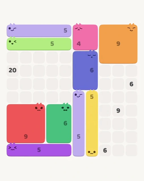 MeowBlock Level 143 after step 10, placing the 6-cell rectangular block at the middle center