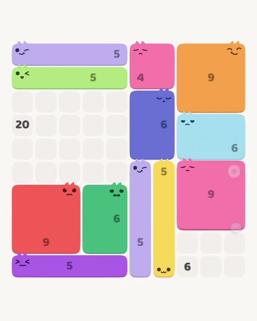 MeowBlock Level 143 after step 12, placing the 9-cell square block at the lower-right area