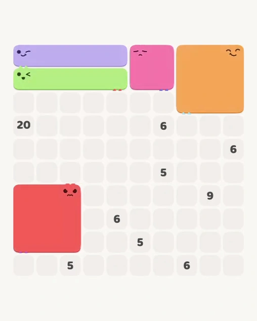 MeowBlock Level 143 after step 5, placing the 9-cell square block at the lower-left area