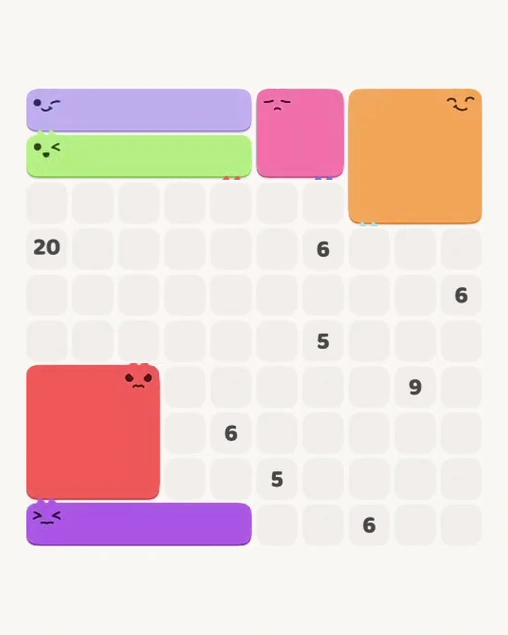 MeowBlock Level 143 after step 6, placing the 5-cell horizontal block at the lower-left area