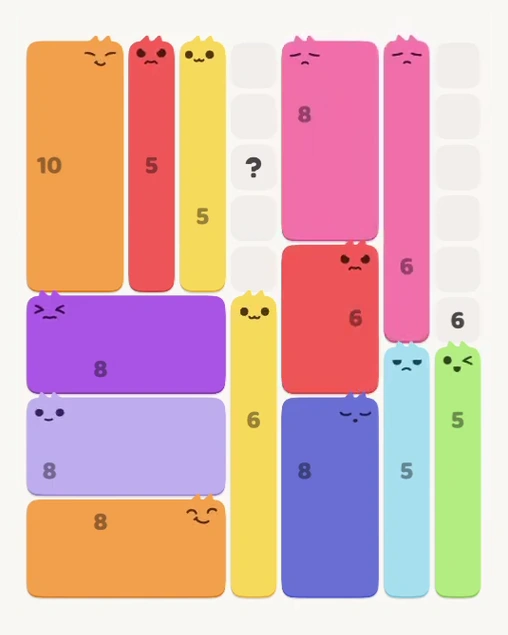 MeowBlock Level 144 after step 13, placing the 6-cell vertical block at the upper-right area