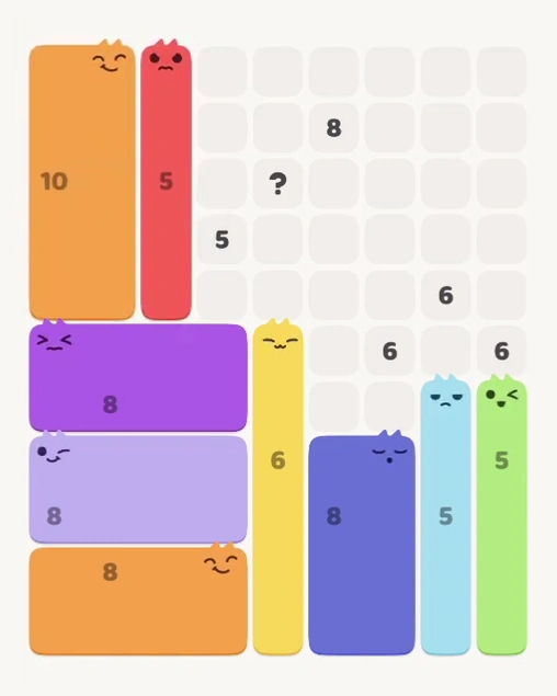 MeowBlock Level 144 after step 9, placing the 5-cell vertical block at the upper-left area