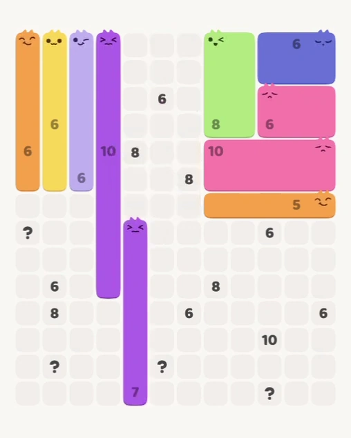 MeowBlock Level 146 after step 10, placing the 7-cell vertical block at the lower center