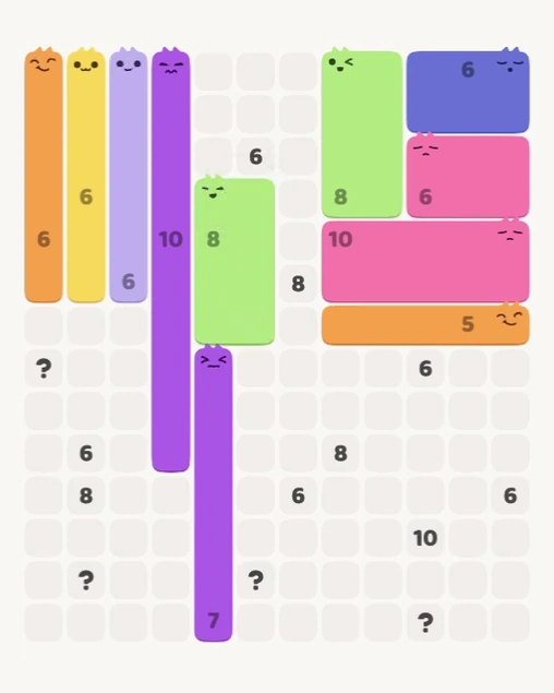 MeowBlock Level 146 after step 11, placing the 8-cell rectangular block at the middle center