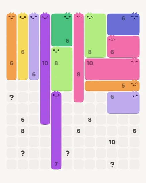 MeowBlock Level 146 after step 14, placing the 6-cell rectangular block at the middle-right area