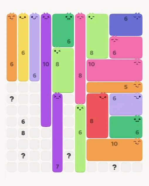 MeowBlock Level 146 after step 18, placing the 6-cell rectangular block at the lower-right area