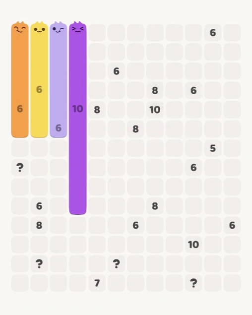 MeowBlock Level 146 after step 4, placing the 10-cell vertical block at the middle-left area