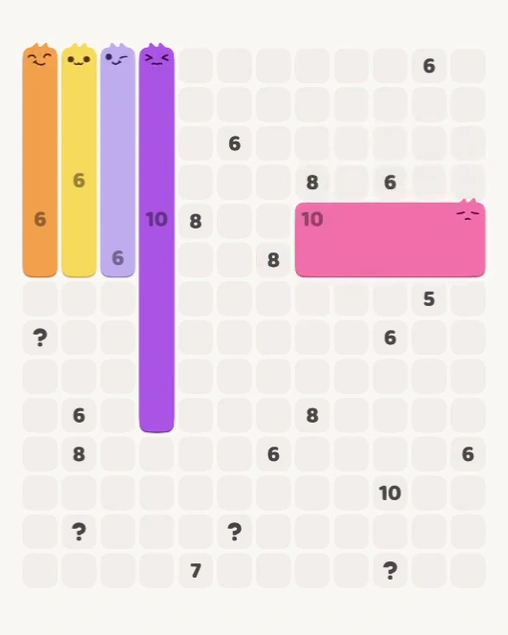 MeowBlock Level 146 after step 5, placing the 10-cell rectangular block at the middle-right area