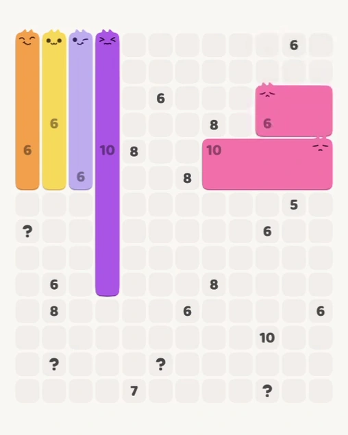 MeowBlock Level 146 after step 6, placing the 6-cell rectangular block at the upper-right area