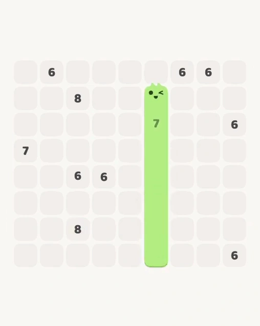 MeowBlock Level 147 after step 1, placing the 7-cell vertical block at the middle-right area