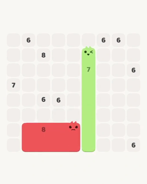 MeowBlock Level 147 after step 2, placing the 8-cell rectangular block at the lower center