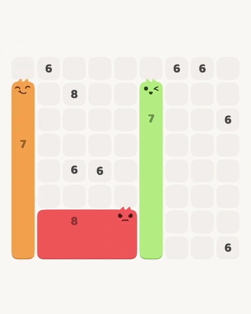 MeowBlock Level 147 after step 3, placing the 7-cell vertical block at the middle-left area