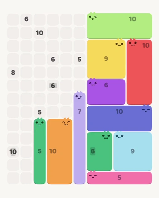 MeowBlock Level 148 after step 11, placing the 5-cell vertical block at the lower-left area
