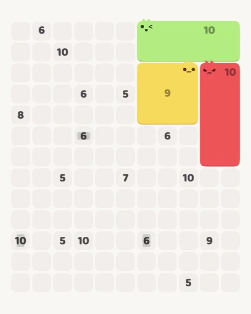 MeowBlock Level 148 after step 3, placing the 9-cell square block at the upper-right area
