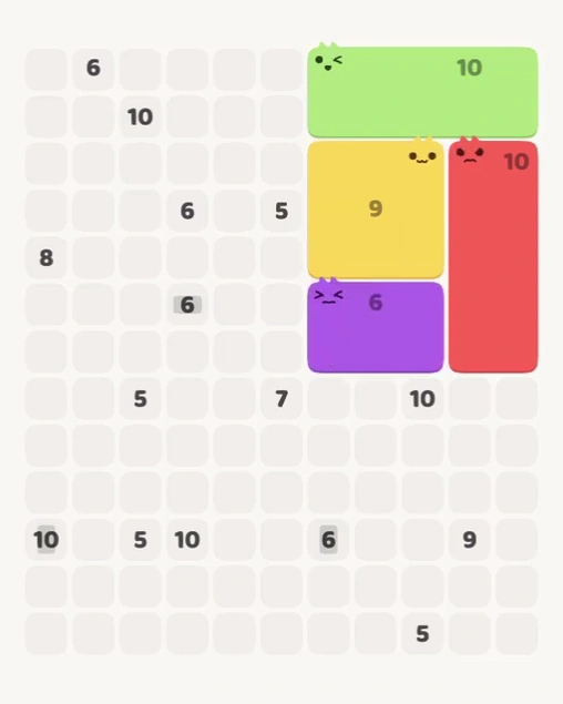 MeowBlock Level 148 after step 4, placing the 6-cell rectangular block at the middle-right area