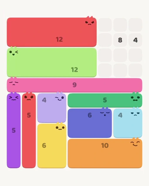 MeowBlock Level 149 after step 11, placing the 12-cell rectangular block at the upper center