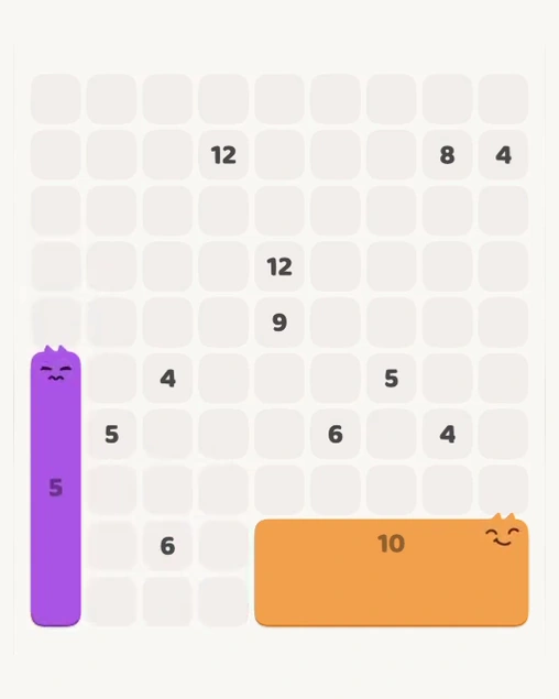 MeowBlock Level 149 after step 2, placing the 5-cell vertical block at the lower-left area