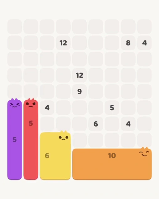 MeowBlock Level 149 after step 4, placing the 6-cell rectangular block at the lower center