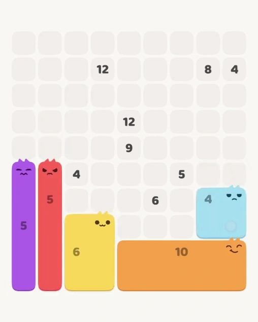 MeowBlock Level 149 after step 5, placing the 4-cell square block at the lower-right area