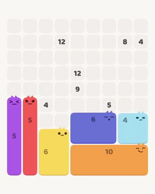 MeowBlock Level 149 after step 6, placing the 6-cell rectangular block at the lower-right area