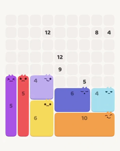 MeowBlock Level 149 after step 7, placing the 4-cell square block at the middle center