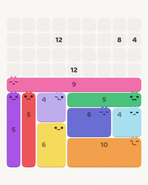 MeowBlock Level 149 after step 9, placing the 9-cell horizontal block at the middle center