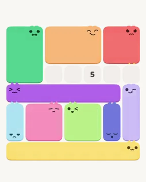 MeowBlock Level 15 after step 10, placing the 6-cell horizontal block at the middle center