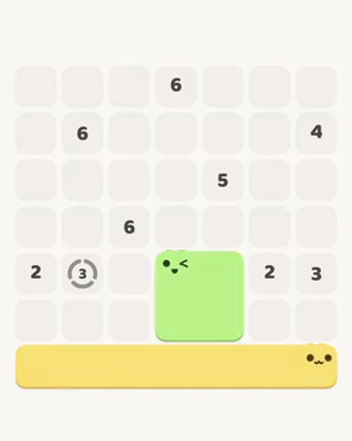 MeowBlock Level 15 after step 2, placing the 4-cell square block at the lower center