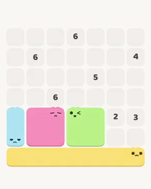 MeowBlock Level 15 after step 4, placing the 2-cell vertical block at the lower-left area