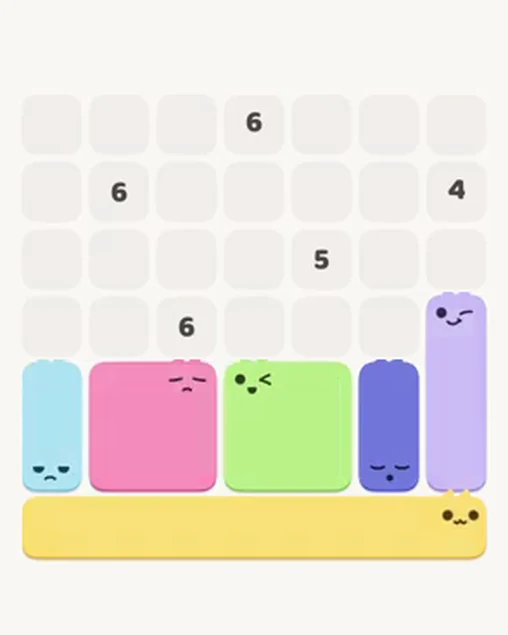 MeowBlock Level 15 after step 6, placing the 2-cell vertical block at the lower-right area