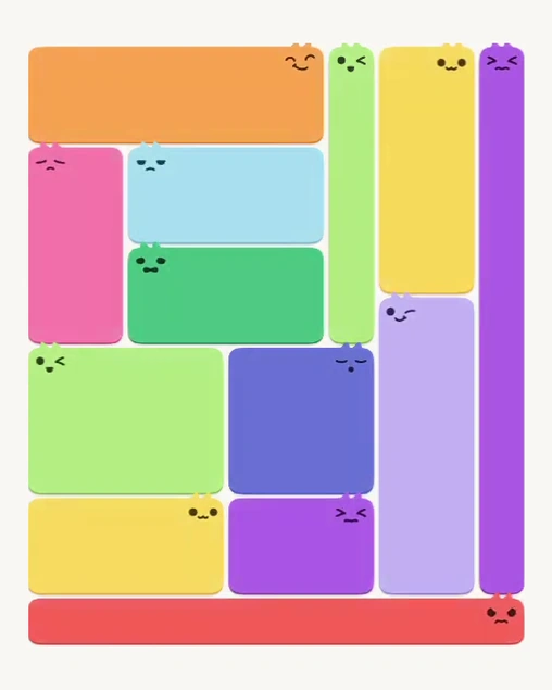 MeowBlock Level 150 after step 13, placing the 6-cell rectangular block at the lower center