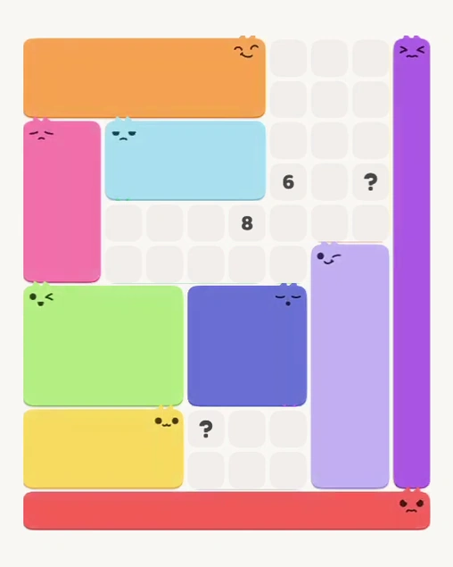 MeowBlock Level 150 after step 9, placing the 8-cell rectangular block at the upper center
