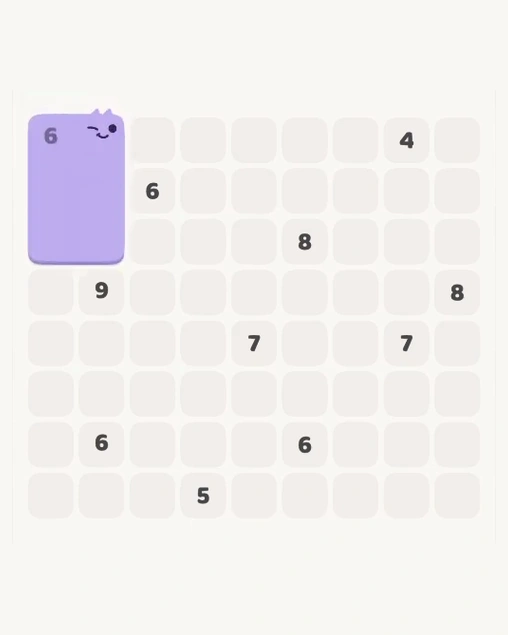 MeowBlock Level 151 after step 1, placing the 3-cell vertical block at the upper-left area