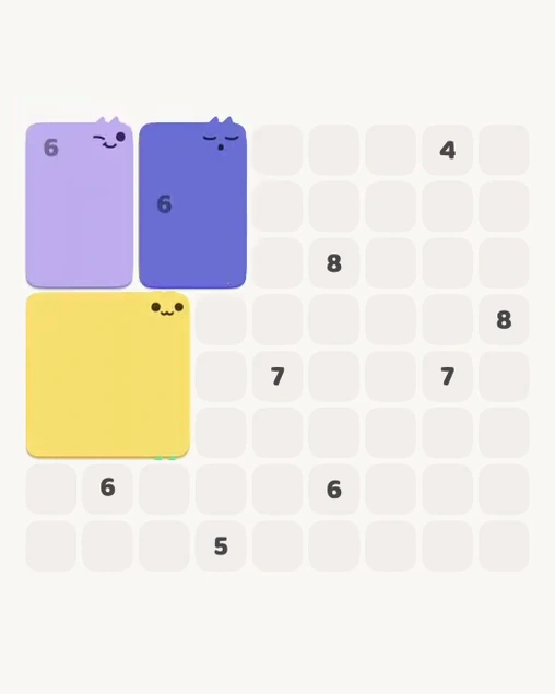MeowBlock Level 151 after step 3, placing the 9-cell square block at the middle-left area