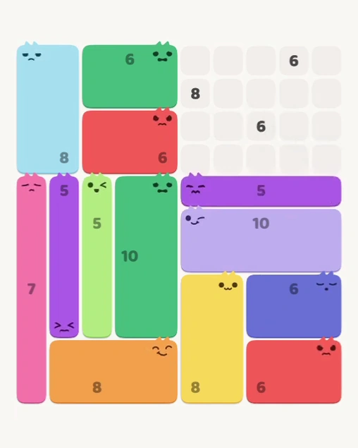 MeowBlock Level 152 after step 13, placing the 5-cell horizontal block at the middle-right area