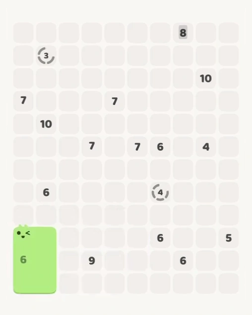 MeowBlock Level 153 after step 1, placing the 6-cell rectangular block at the lower-left area