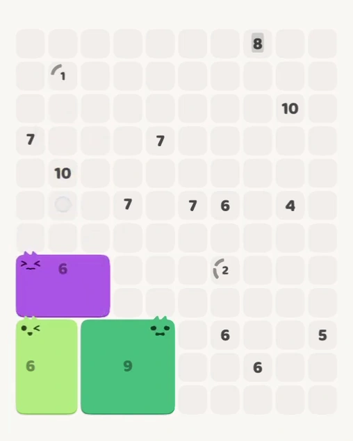 MeowBlock Level 153 after step 3, placing the 6-cell rectangular block at the lower-left area