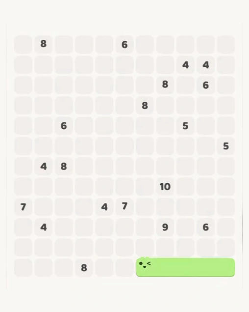 MeowBlock Level 154 after step 1, placing the 5-cell horizontal block at the lower-right area