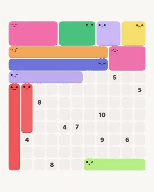 MeowBlock Level 154 after step 11, placing the 6-cell horizontal block at the middle-left area