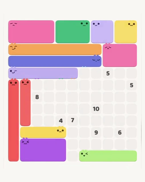 MeowBlock Level 154 after step 13, placing the 4-cell horizontal block at the lower-left area