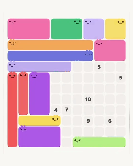 MeowBlock Level 154 after step 14, placing the 8-cell rectangular block at the middle-left area