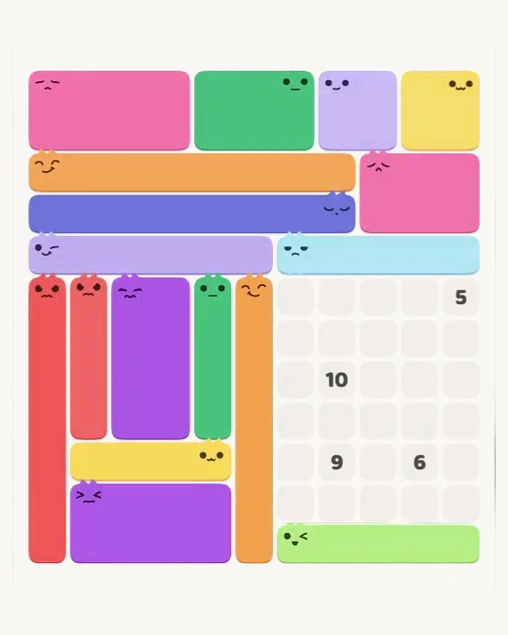 MeowBlock Level 154 after step 17, placing the 5-cell horizontal block at the middle-right area